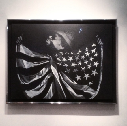David Hammons, Untitled (Man with Flag) (2014), via Art Observed