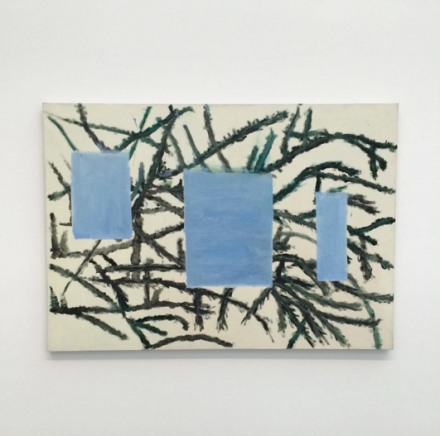 Raoul De Keyser, Bern-Berlin hangend (2012), via Art Observed