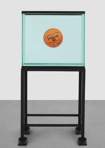 Jeff Koons, One Ball Total Equilibrium Tank (Spalding Dr. J Silver Series) (1985), via Christie's