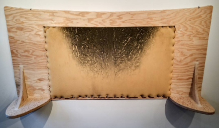 Jessi Reaves, Anyone Knows How It Happened (Headboard for One) (2016), via Art Observed