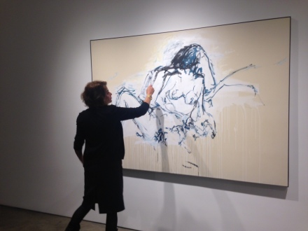 Tracey Emin during the walkthrough of her exhibiton Stone Love at Lehmann Maupin