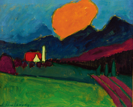 Alexej von Jawlensky, Murnau—Landscape, Orange Cloud (1909), via Fondation Beyeler