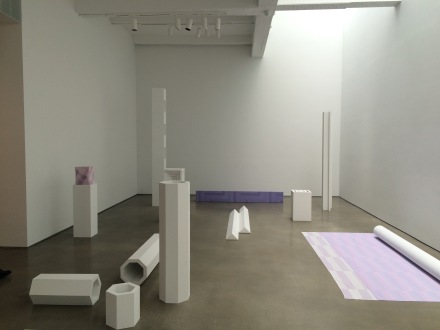 Sara VanDerBeek, Pieced Quilts, Wrapped Forms (Installation View), via Art Observed 