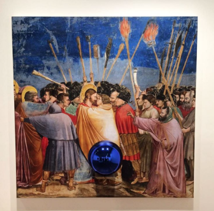 Jeff Koons, Gazing Ball (Giotto The Kiss of Judas) (2016), via Art Observed