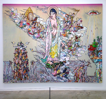 Takashi Murakami, Amitabha Buddha descends, Looking over his shoulder (2015), via Art Observed 