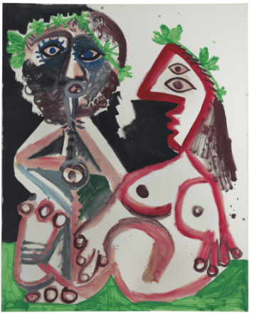 Pablo Picasso, Joueur de flute et femme nue (1970), via Christe's