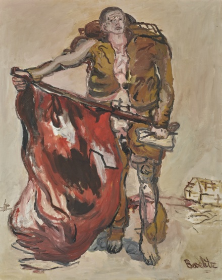 Georg Baselitz, Mit Roter Fahne (With Red Flag) (1965), via Sotheby's