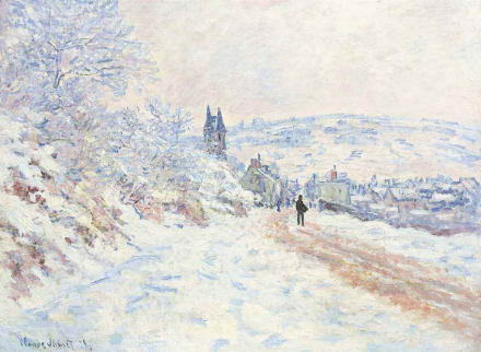 Claude Monet, La route de Vetheuil, effet de neige (1879), via Christies