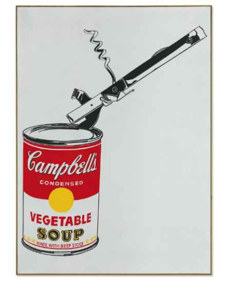 Andy Warhol, Big Campbell's Soup Can with Can Opener (Vegetable) (1962), via Christies