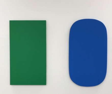 Ellsworth Kelly, Diptych Green Blue (2015), via Art Observed