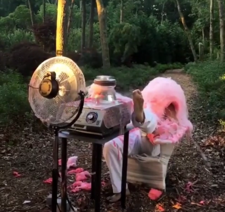 A Steven Shanabrook cotton candy performance, via Art Observed