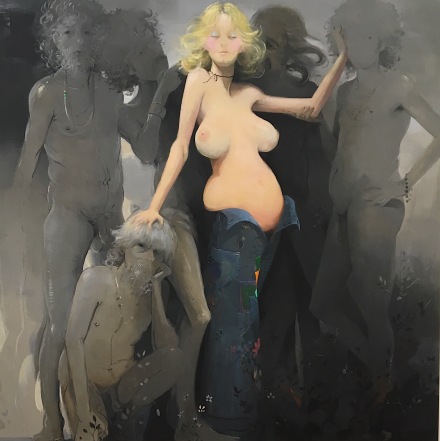 Lisa Yuskavage, Déjà Vu (2017) via Art Observed 