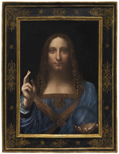 Leonardo da Vinci, Salvator Mundi (circa 1500) final price $450,312,500, via Christie's