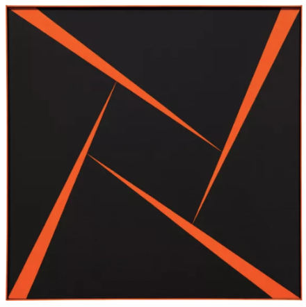 Carmen Herrera, Untitled (Orange and Black) (1956), final price $1,179,000, via Phillips