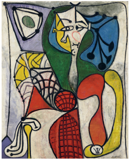 Pablo Picasso, Femme dans un fauteuil (Françoise) (1949), via Christie's