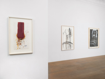 Pat Steir, Waterfall Paintings on Paper (Installation View), via Levy Gorvy