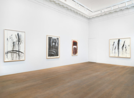 Pat Steir, Waterfall Paintings on Paper (Installation View), via Levy Gorvy