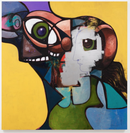 George Condo, Father and Daughter with Face Mask (2020), via Hauser & Wirth