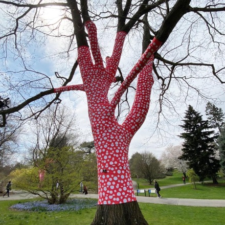 Yayoi Kusama, Cosmic Nature (Installation view), via Art Observed