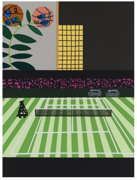 Jonas Wood, Wimbledon with Bball Orchid (2021), via Gagosian