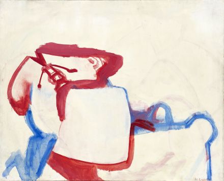 Maria Lassnig, Rot-blaue Figuration (1961), via Petzel