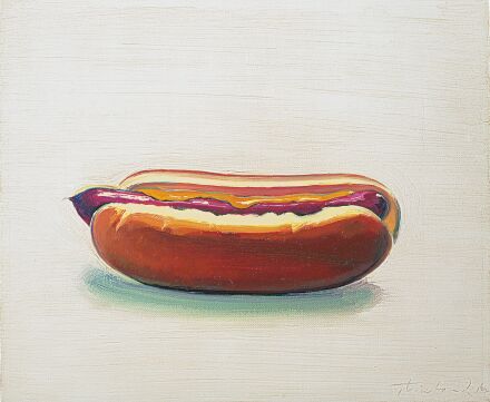Wayne Thiebaud, Hot Dog with Mustard (1964), via Acquavella