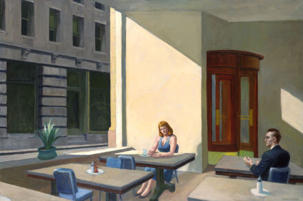 Edward Hopper, Sunlight in a Cafeteria (1958), via The Whitney