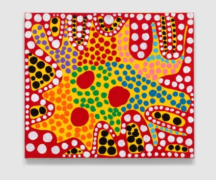 Yayoi Kusama, Youth Accompanied by Both Death and Life Creeping Up Silently behind You As Art within Youth As Destiny! (2021), via David Zwirner