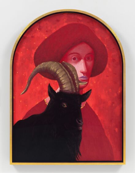 Nicolas Party, Portrait with a Goat (2023), via Hauser & Wirth