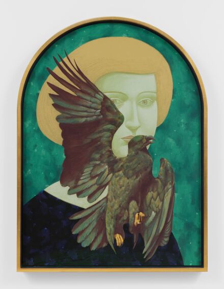 Nicolas Party, Portrait with an Eagle (2023), via Hauser & Wirth