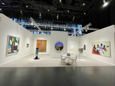 Wide shot of 303 Gallery's Frieze NY 2024 booth.